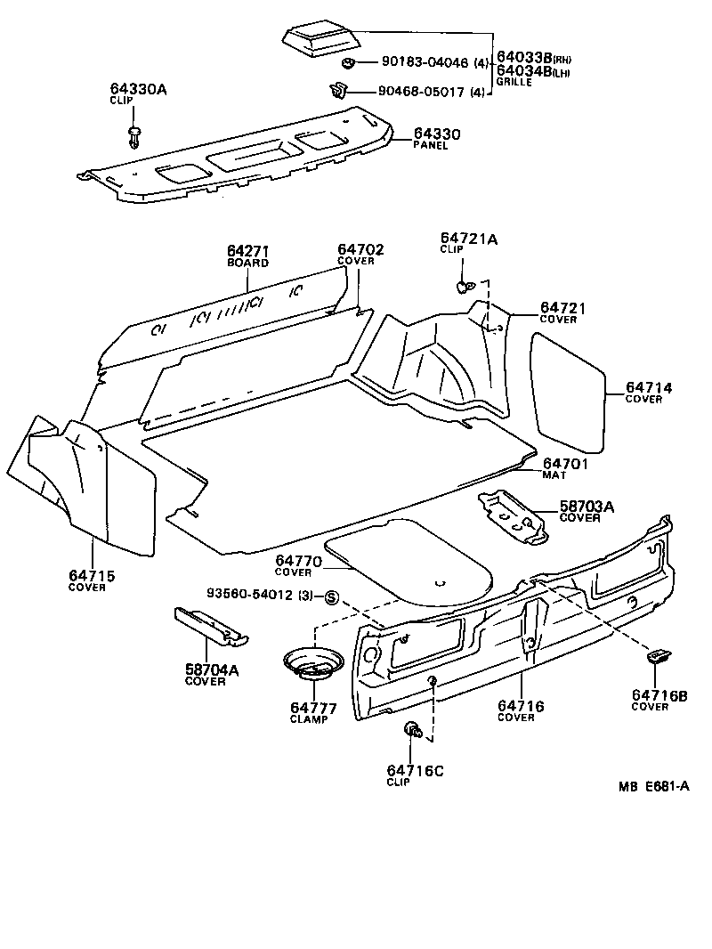  CAMRY |  PACKAGE TRAY PANEL LUGGAGE COMPARTMENT MAT