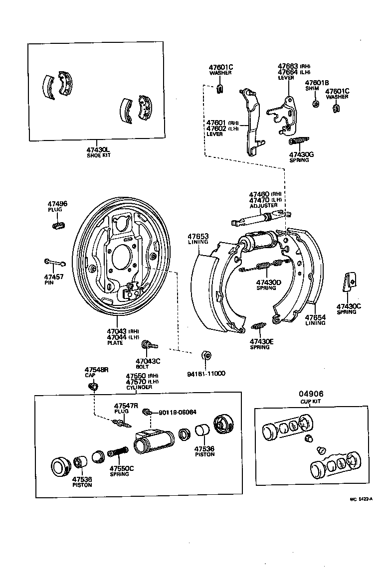  CELICA |  REAR DRUM BRAKE WHEEL CYLINDER BACKING PLATE