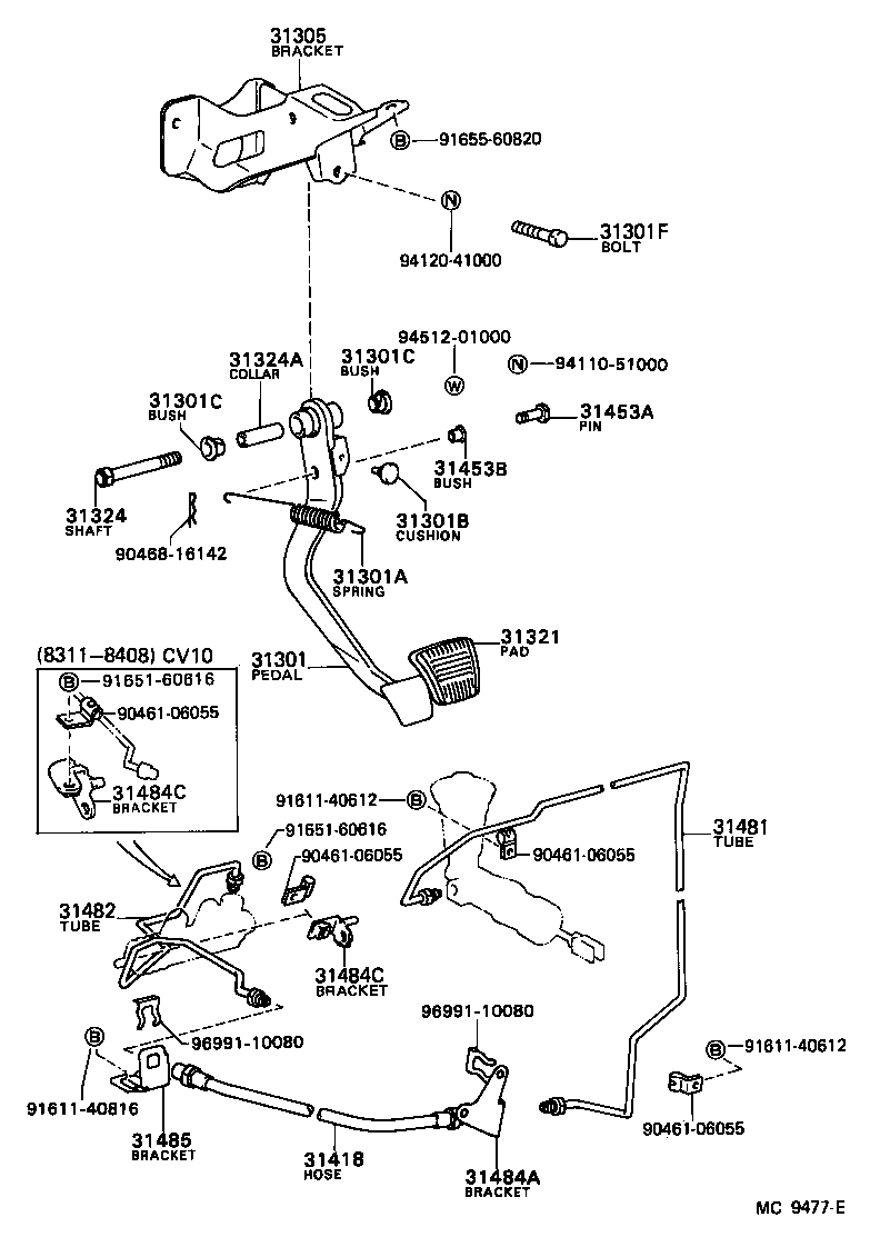  CAMRY |  CLUTCH PEDAL FLEXIBLE HOSE