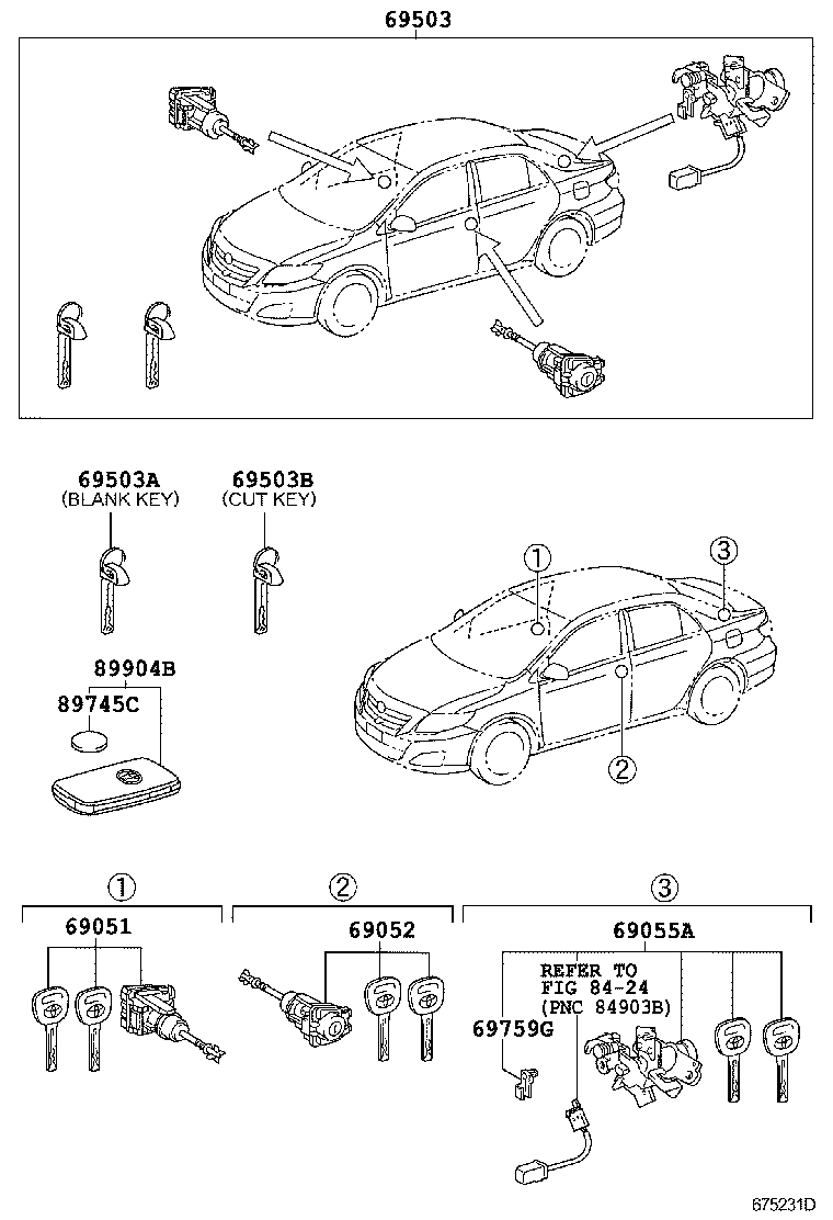  AURIS HYBRID |  LOCK CYLINDER SET