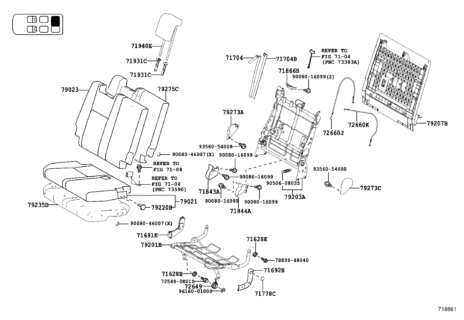  HIGHLANDER KLUGER |  REAR SEAT SEAT TRACK