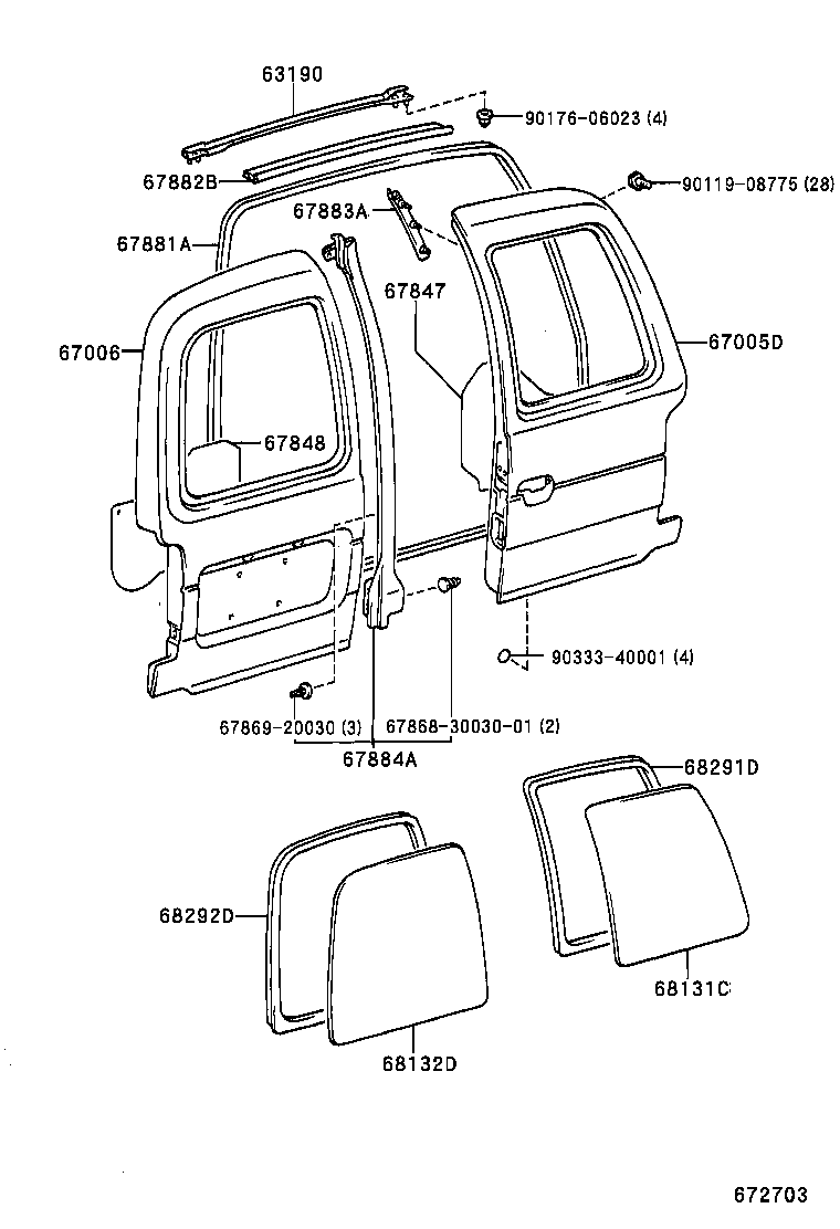  HIACE VAN COMUTER |  BACK DOOR PANEL GLASS