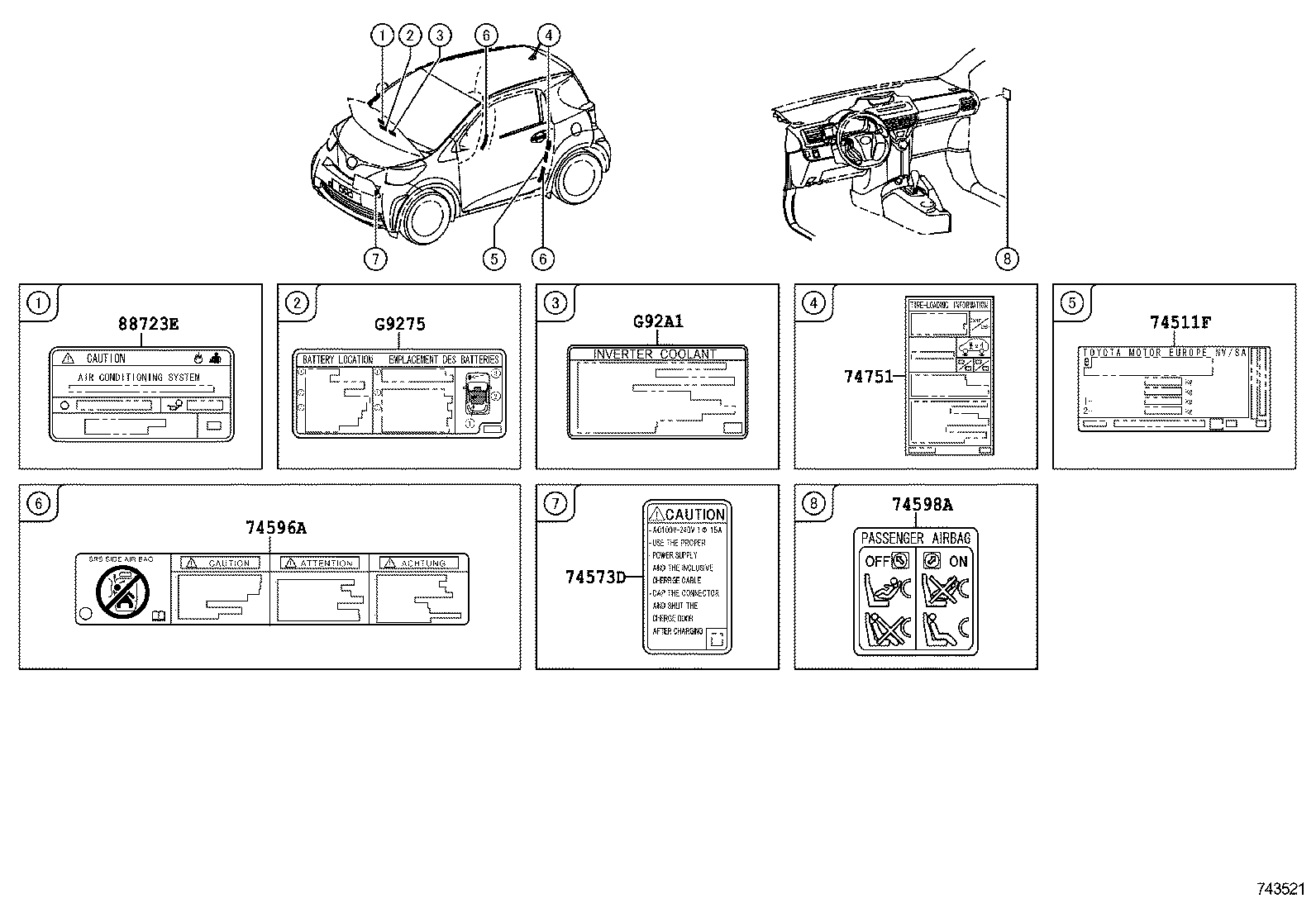  IQ EV |  CAUTION PLATE EXTERIOR INTERIOR