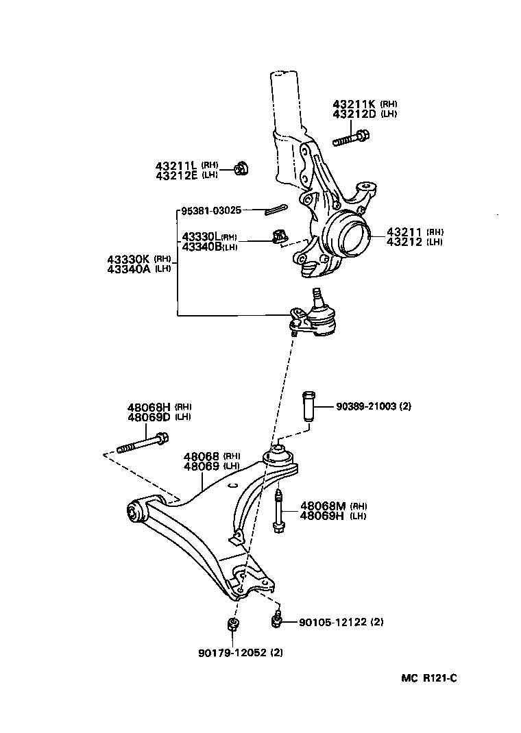  CELICA |  FRONT AXLE ARM STEERING KNUCKLE