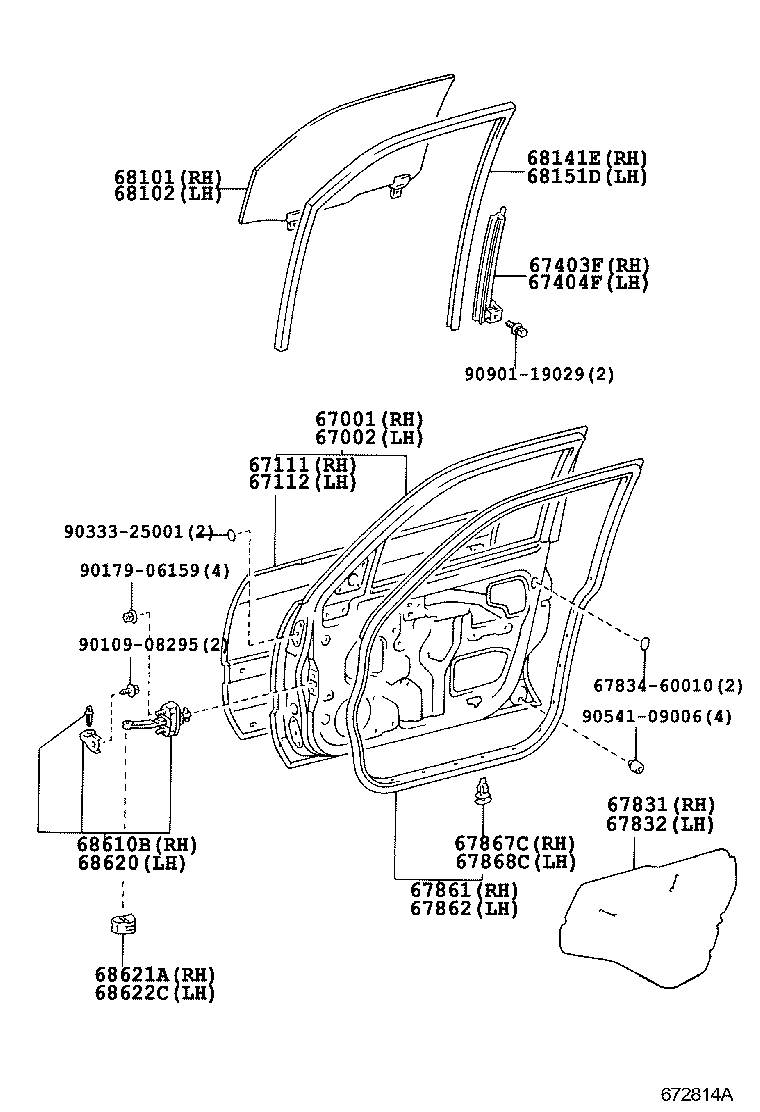  LX470 |  FRONT DOOR PANEL GLASS
