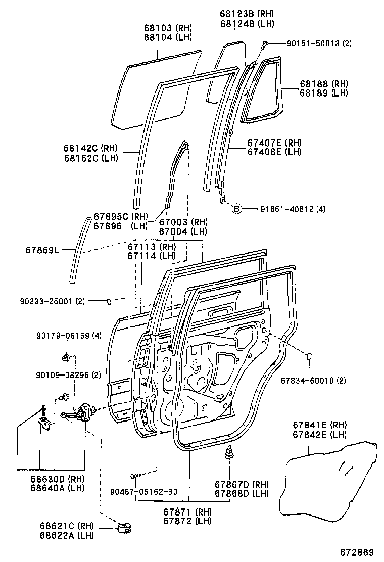  LX470 |  REAR DOOR PANEL GLASS