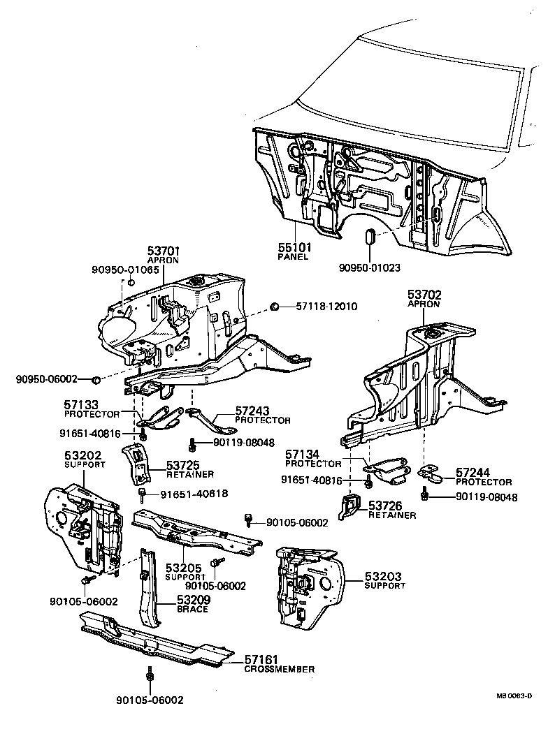  1000 |  FRONT FENDER APRON DASH PANEL