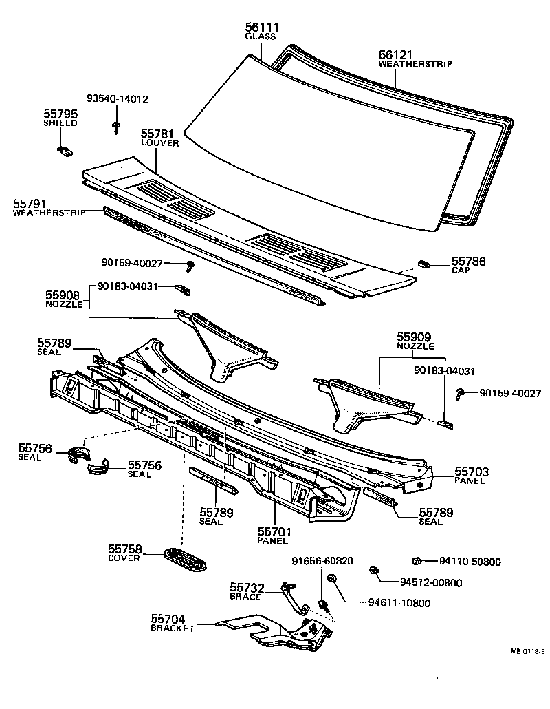  1000 |  COWL PANEL WINDSHIELD GLASS