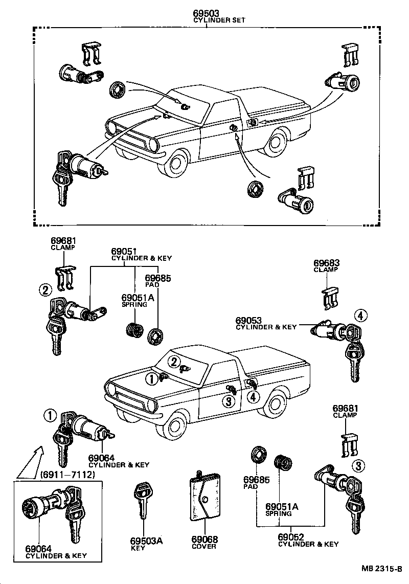  1000 |  LOCK CYLINDER SET