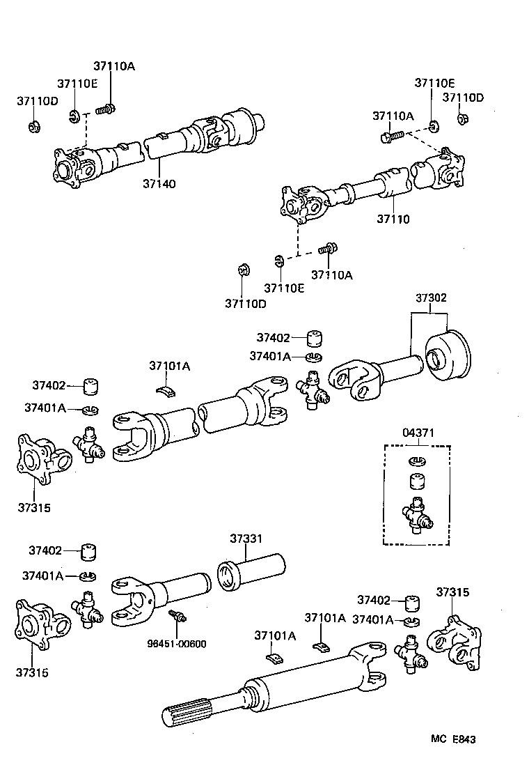  HIACE VAN COMUTER |  PROPELLER SHAFT UNIVERSAL JOINT