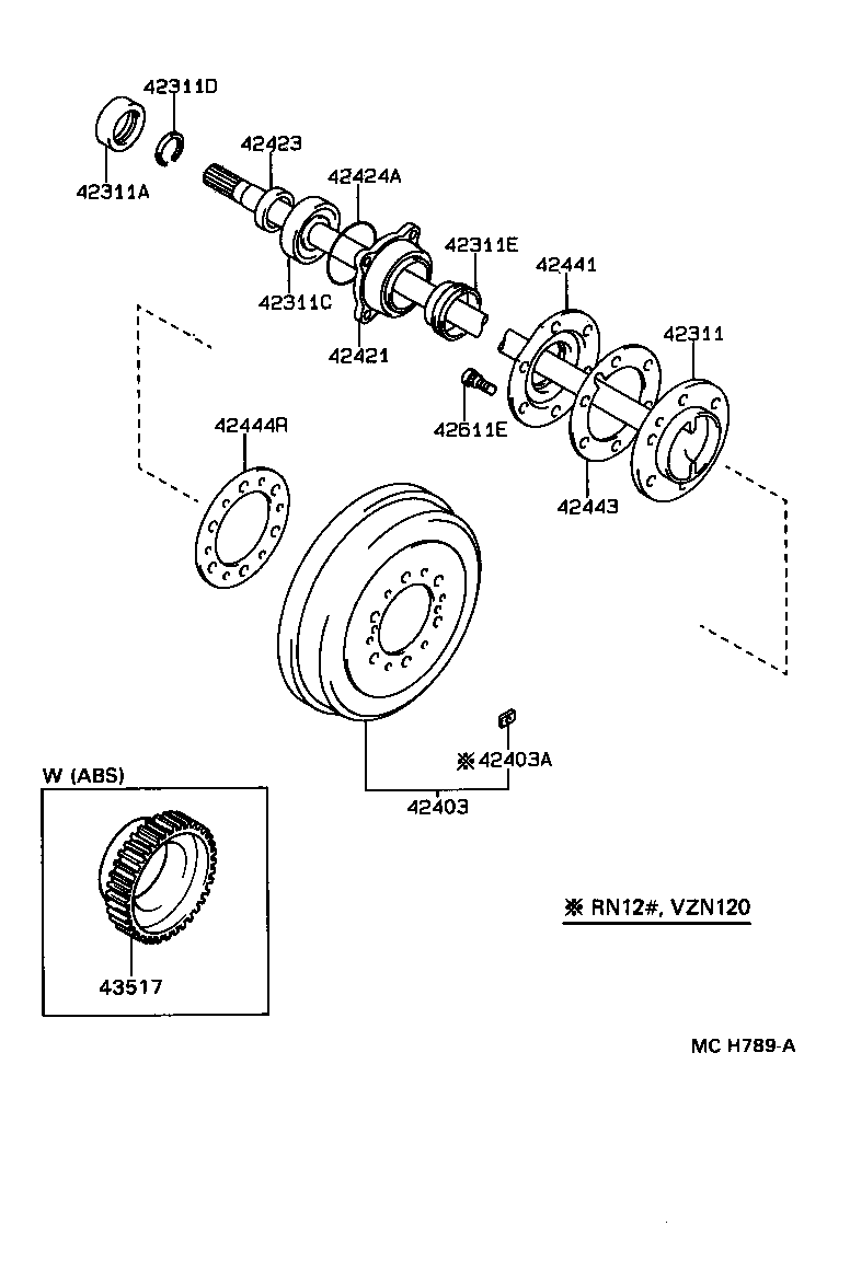  4 RUNNER TRUCK |  REAR AXLE SHAFT HUB