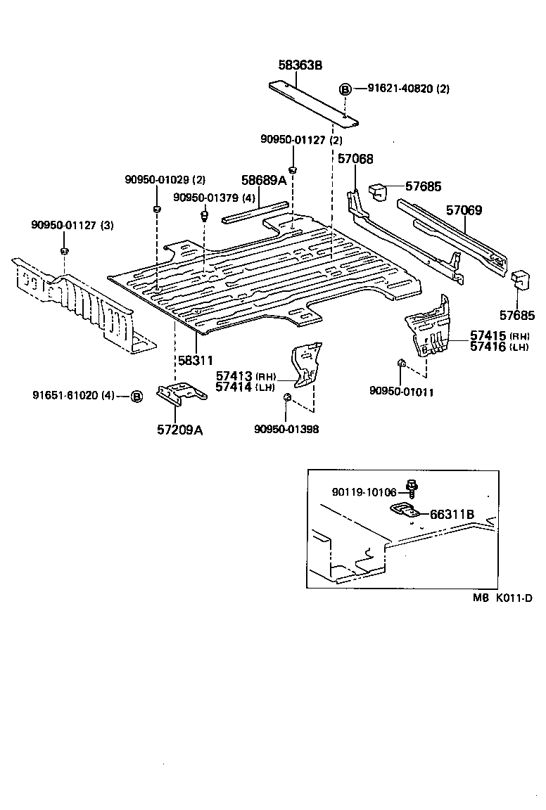  LITEACE VAN WAGON |  REAR FLOOR PANEL REAR FLOOR MEMBER