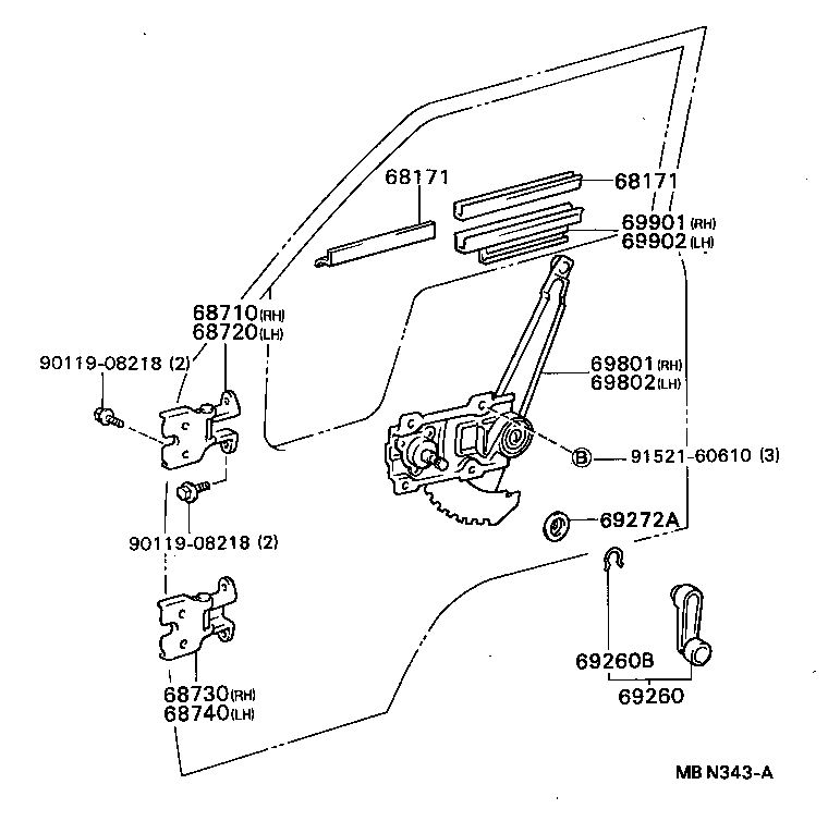  DYNA |  FRONT DOOR WINDOW REGULATOR HINGE