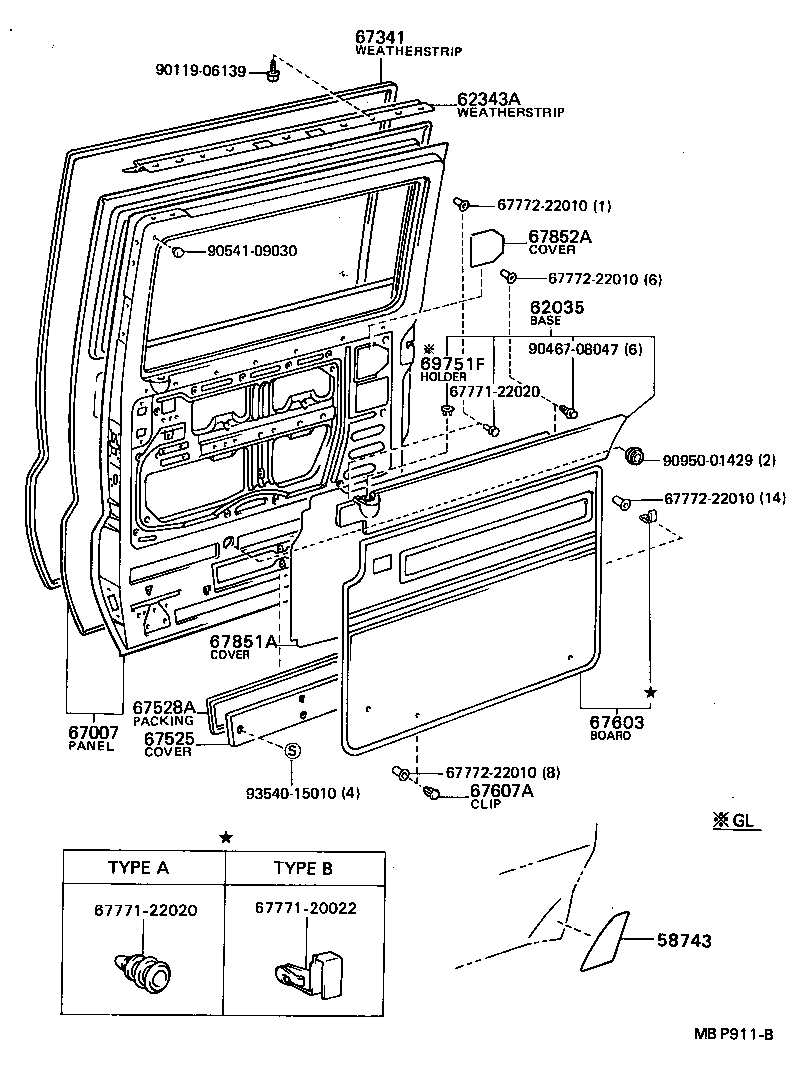  MODEL F |  REAR DOOR PANEL GLASS