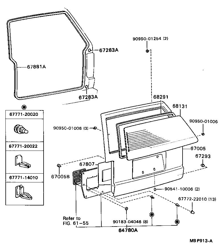  MODEL F |  BACK DOOR PANEL GLASS