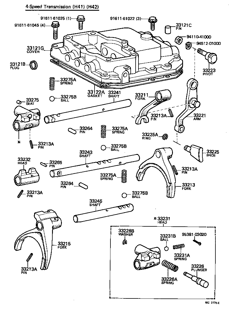  LAND CRUISER 40 50 |  GEAR SHIFT FORK LEVER SHAFT MTM