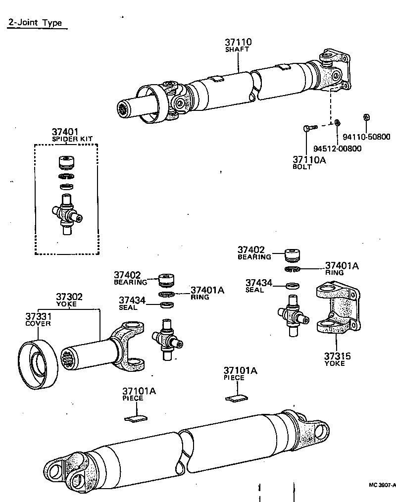 TOYOTA HILUXRN20L-KR - POWERTRAIN-CHASSIS - PROPELLER SHAFT UNIVERSAL ...