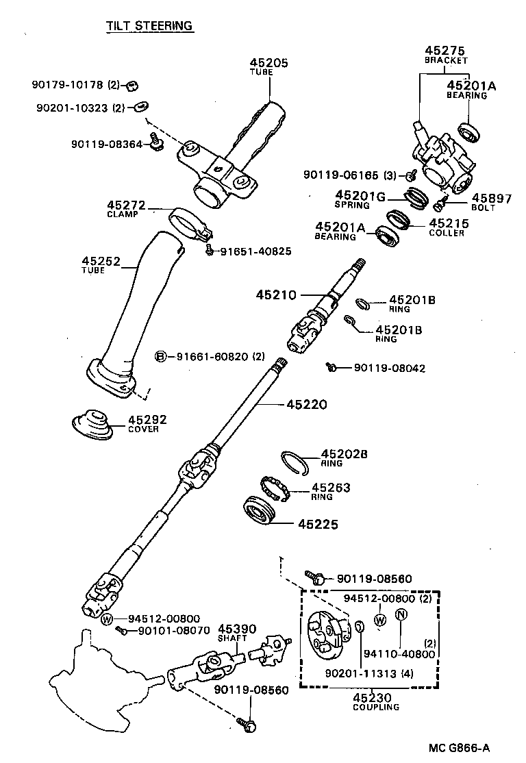  MODEL F |  STEERING COLUMN SHAFT