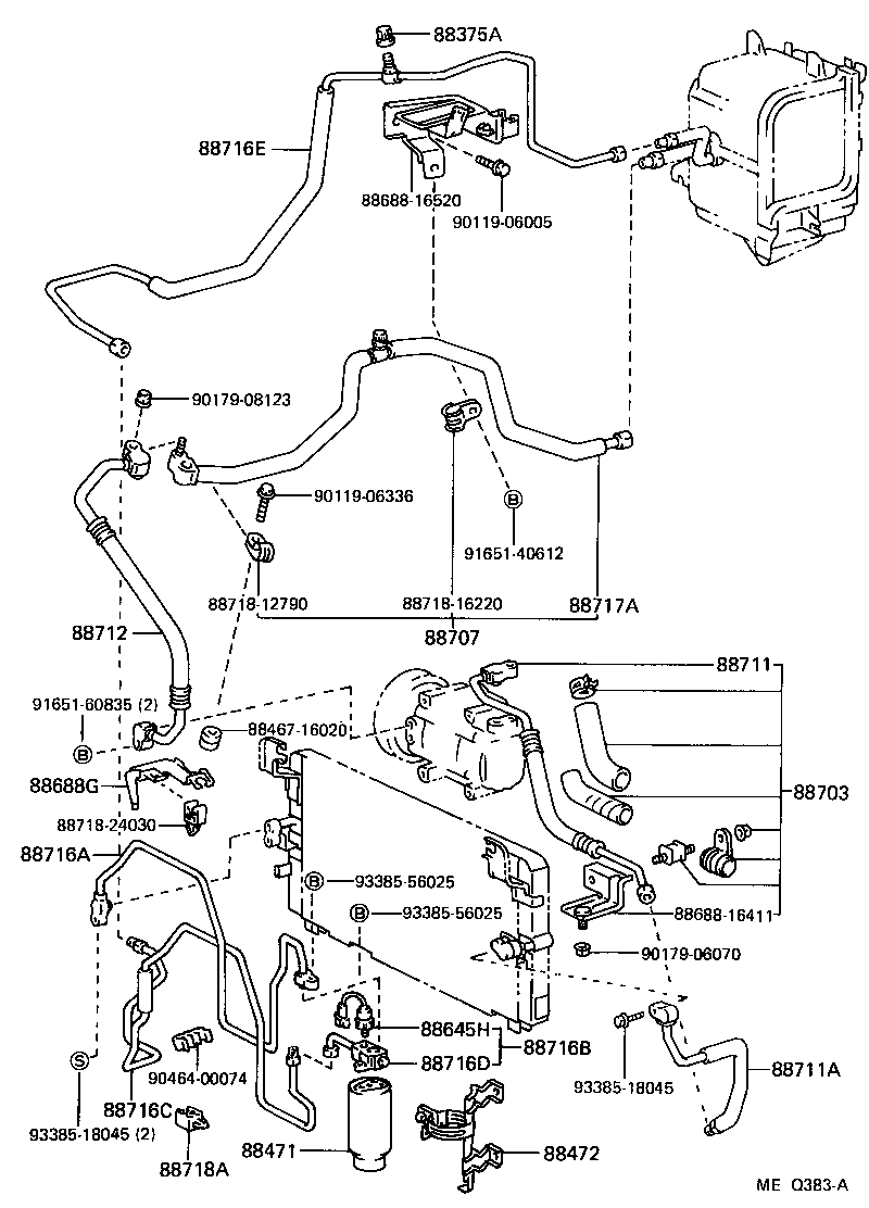  TERCEL |  HEATING AIR CONDITIONING COOLER PIPING