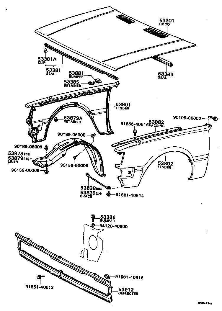  TERCEL |  HOOD FRONT FENDER