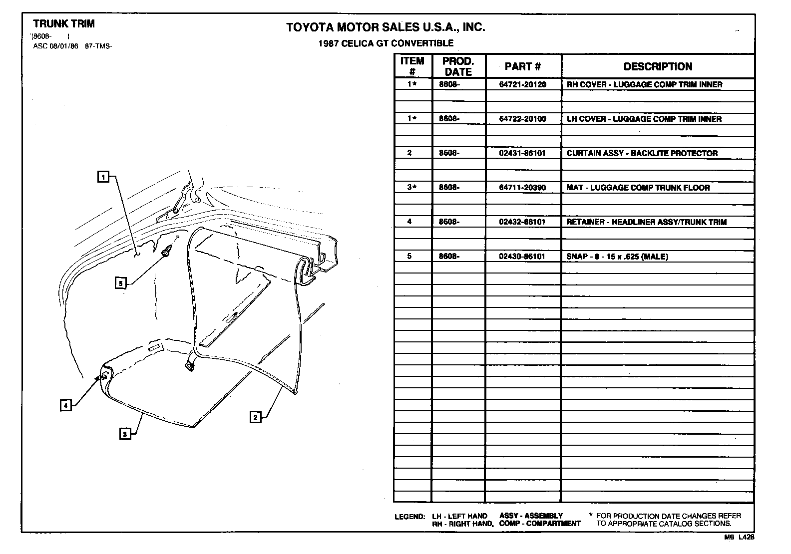  CELICA |  CELICA CONVERTIBLE PARTS