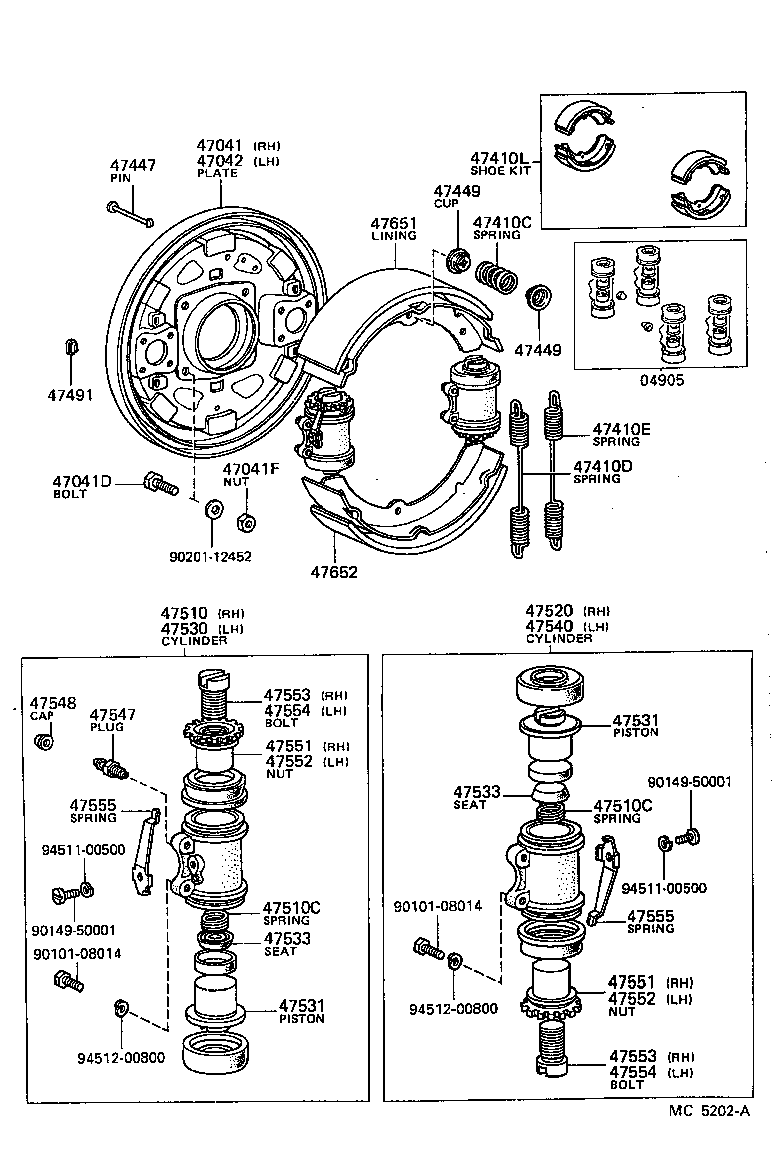  TOYOACE |  FRONT DRUM BRAKE WHEEL CYLINDER BACKING PLATE