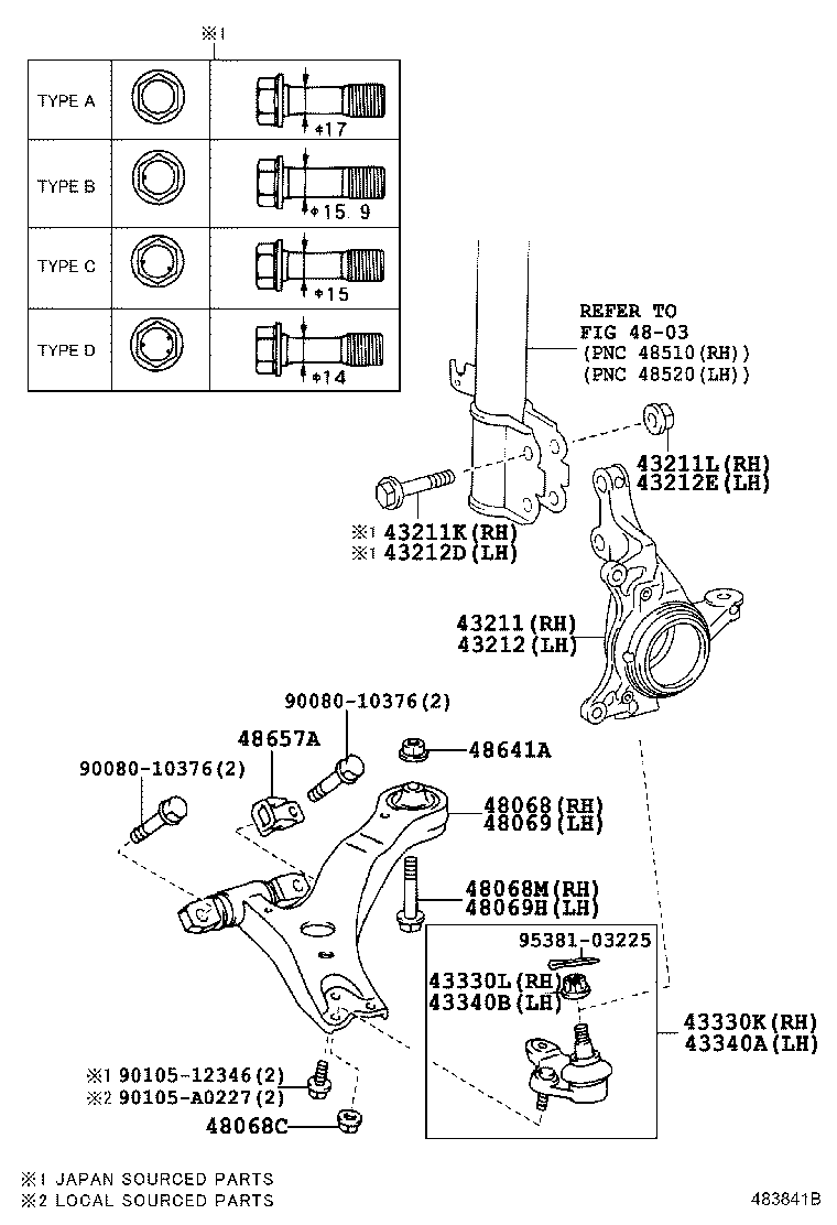  VENZA |  FRONT AXLE ARM STEERING KNUCKLE