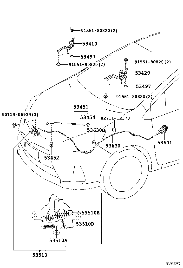  PRIUS C |  HOOD LOCK HINGE