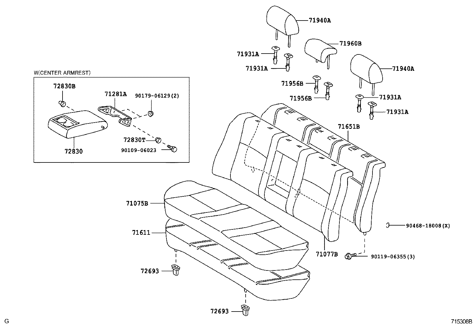  COROLLA |  REAR SEAT SEAT TRACK