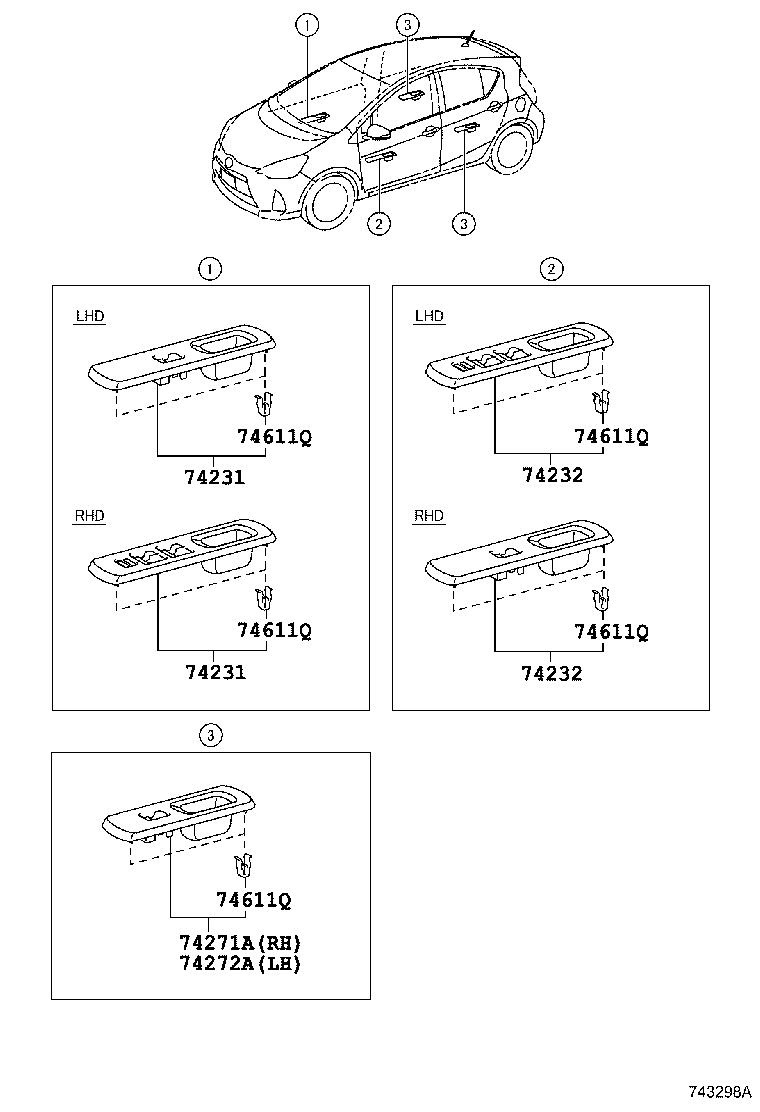  PRIUS C |  ARMREST VISOR