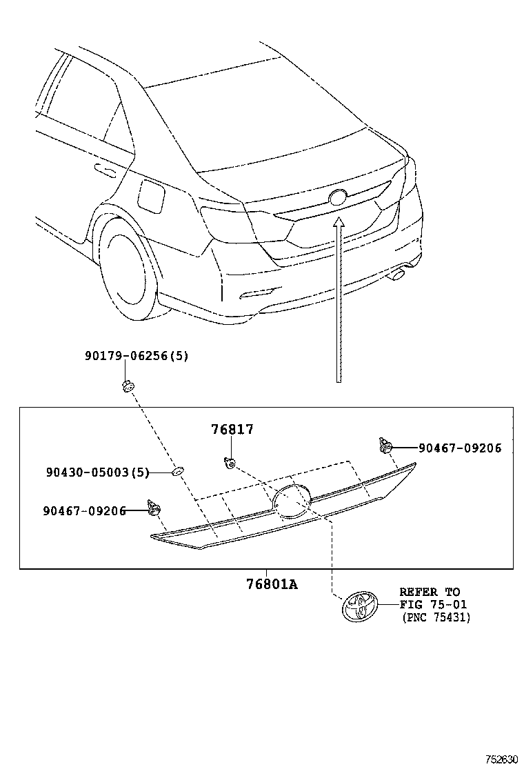  CAMRY AURION HV ARL |  REAR MOULDING