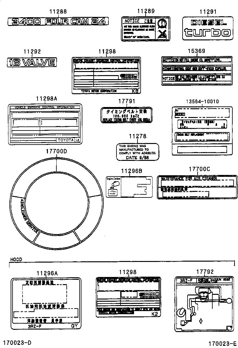  LAND CRUISER 90 |  CAUTION PLATE NAME PLATE ENGINE