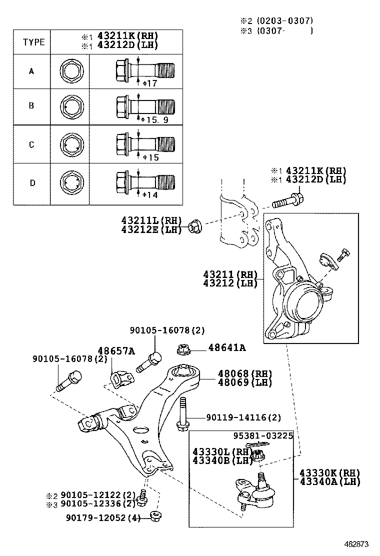  CAMRY |  FRONT AXLE ARM STEERING KNUCKLE