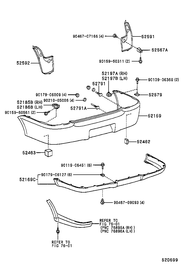  YARIS ECHO |  REAR BUMPER BUMPER STAY