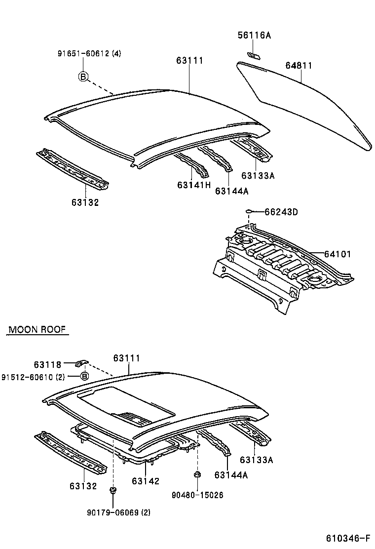  COROLLA |  ROOF PANEL BACK WINDOW GLASS