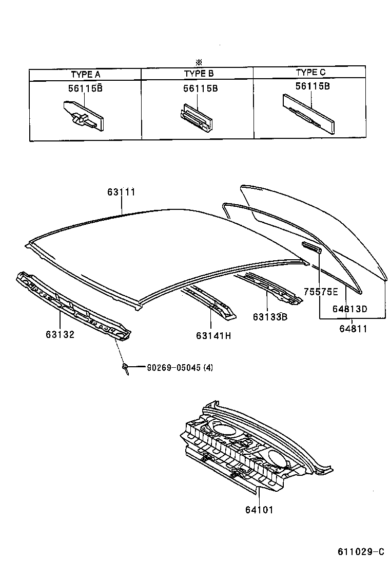  YARIS ECHO |  ROOF PANEL BACK WINDOW GLASS