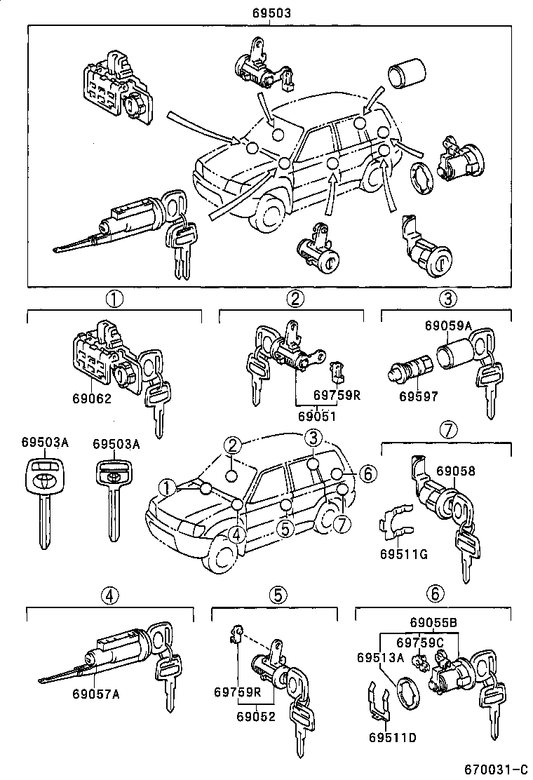  LAND CRUISER 90 |  LOCK CYLINDER SET