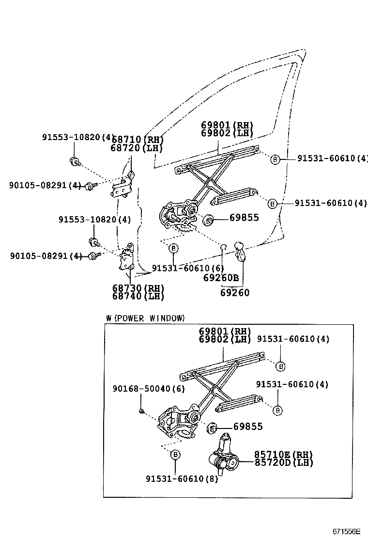  YARIS ECHO |  FRONT DOOR WINDOW REGULATOR HINGE