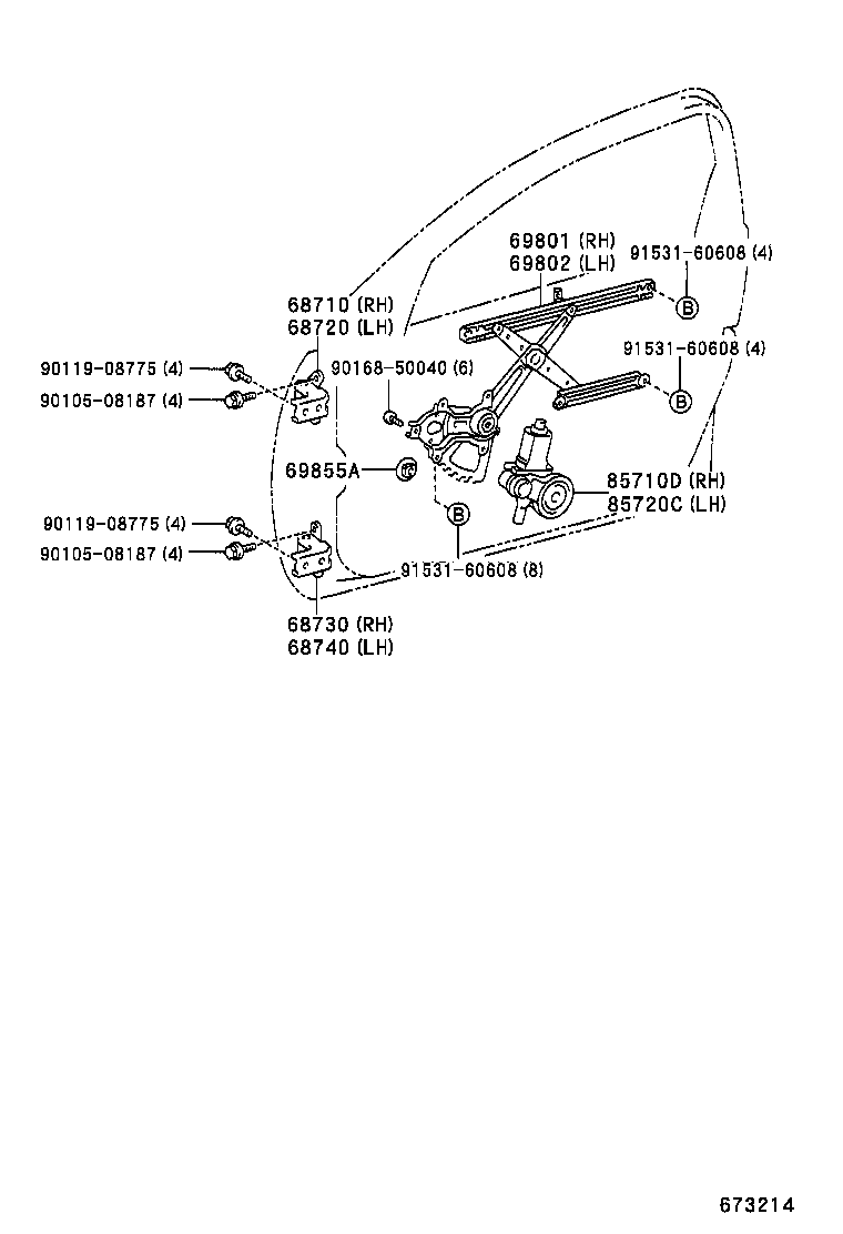  RAV4 |  FRONT DOOR WINDOW REGULATOR HINGE