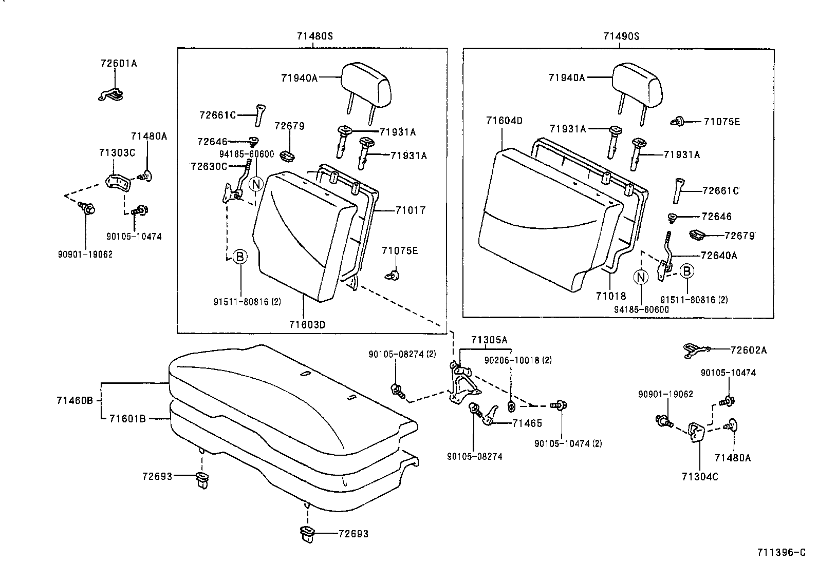  YARIS ECHO |  REAR SEAT SEAT TRACK