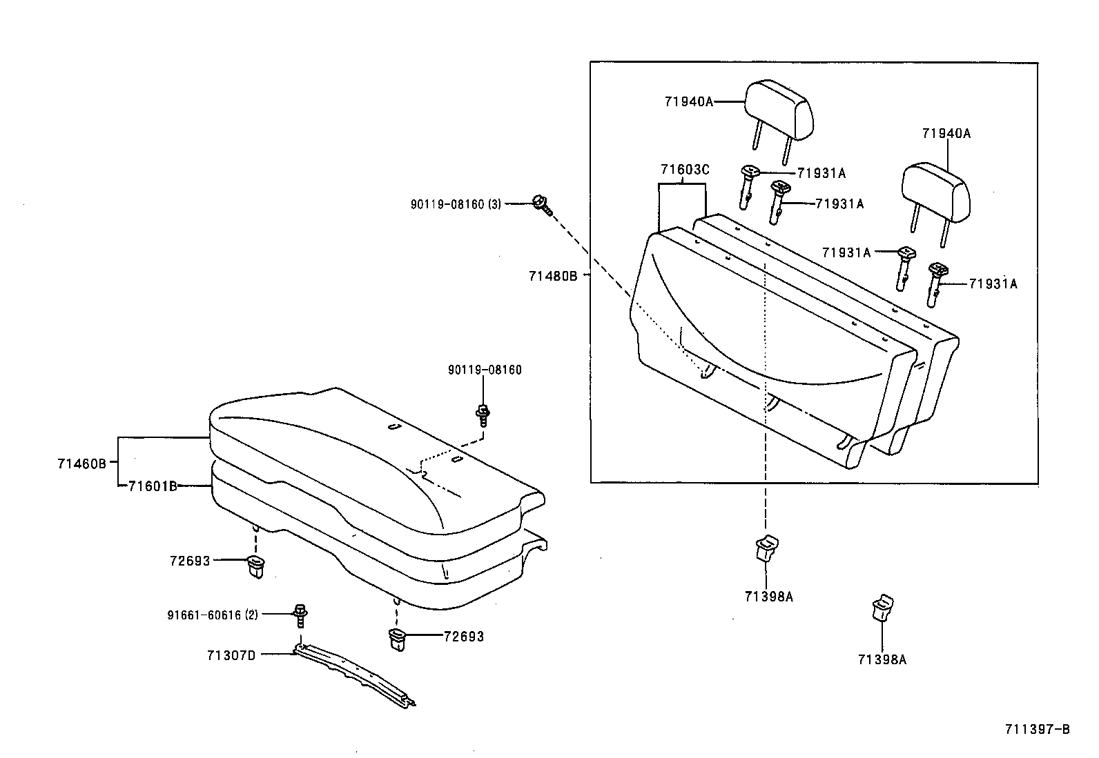  YARIS ECHO |  REAR SEAT SEAT TRACK