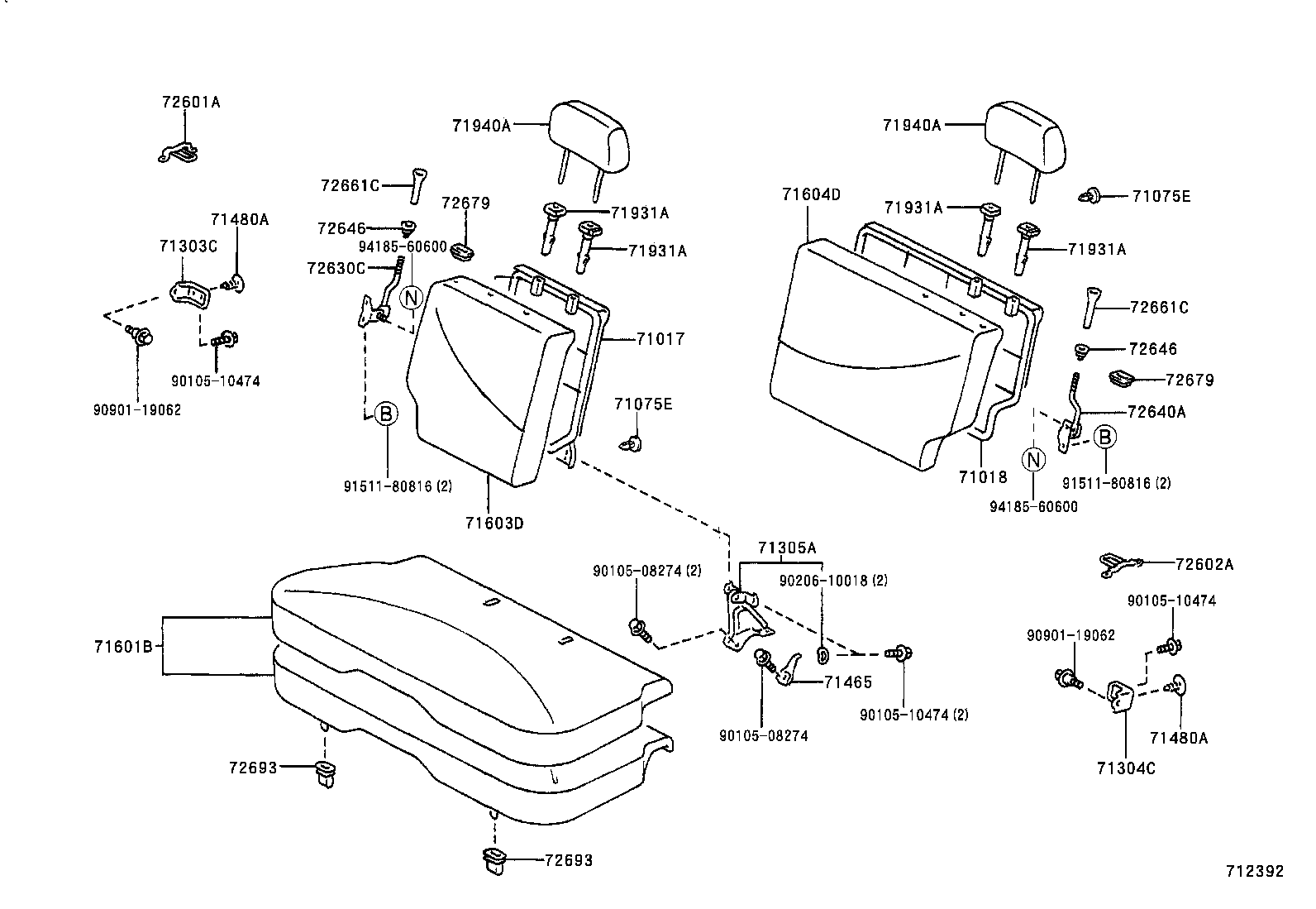  YARIS ECHO |  REAR SEAT SEAT TRACK