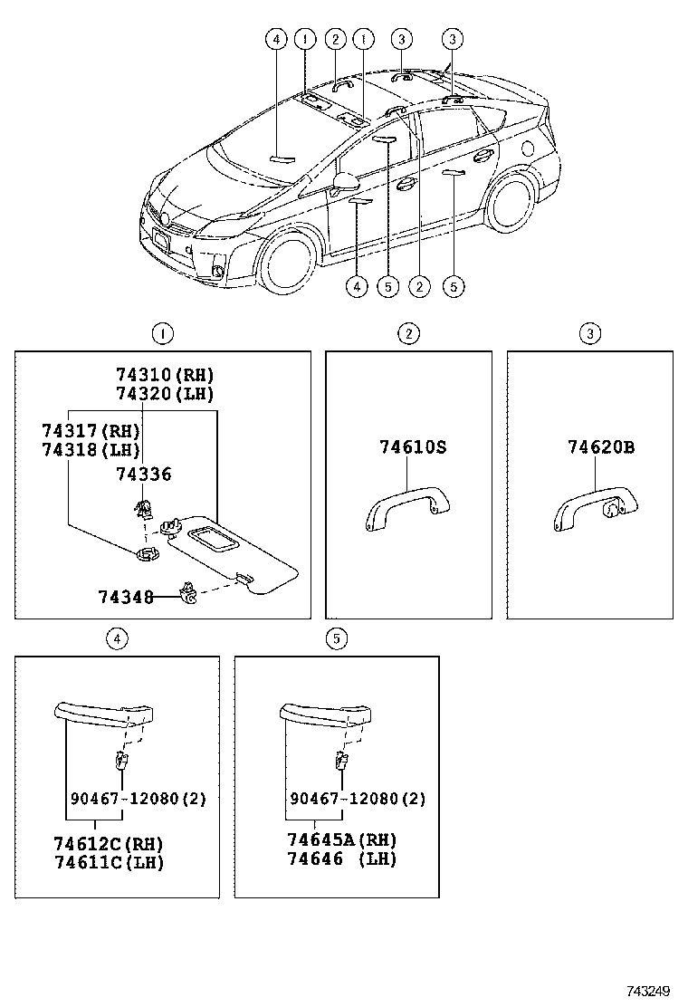  PRIUS PLUG IN HBD |  ARMREST VISOR