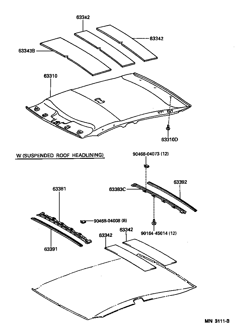  COROLLA |  ROOF HEADLINING SILENCER PAD