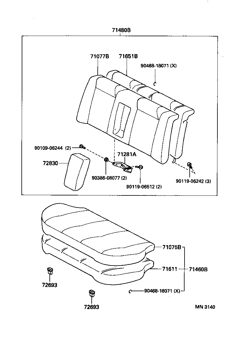  COROLLA |  REAR SEAT SEAT TRACK