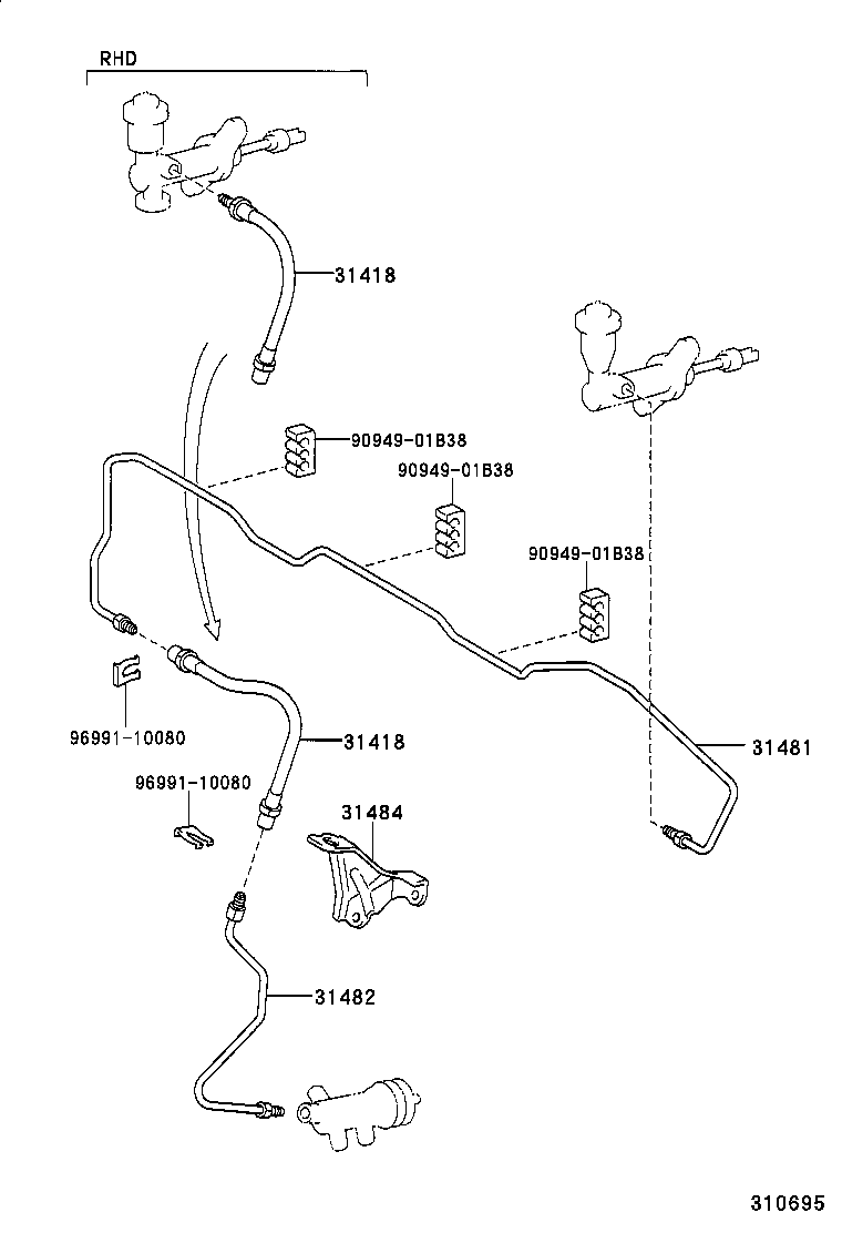  T U V |  CLUTCH PEDAL FLEXIBLE HOSE