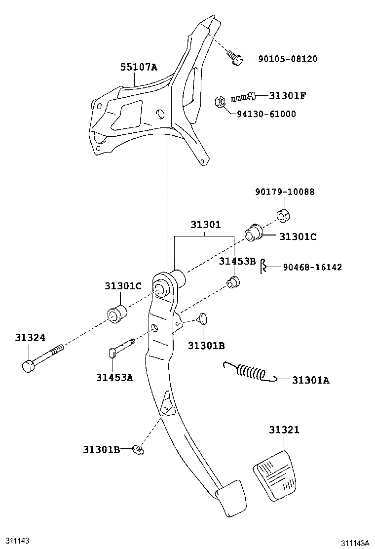  TOYOTA XA |  CLUTCH PEDAL FLEXIBLE HOSE