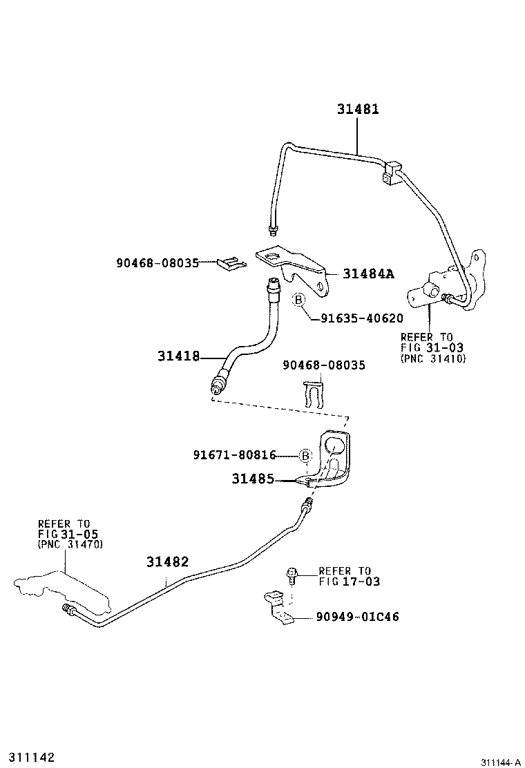  TOYOTA XA |  CLUTCH PEDAL FLEXIBLE HOSE