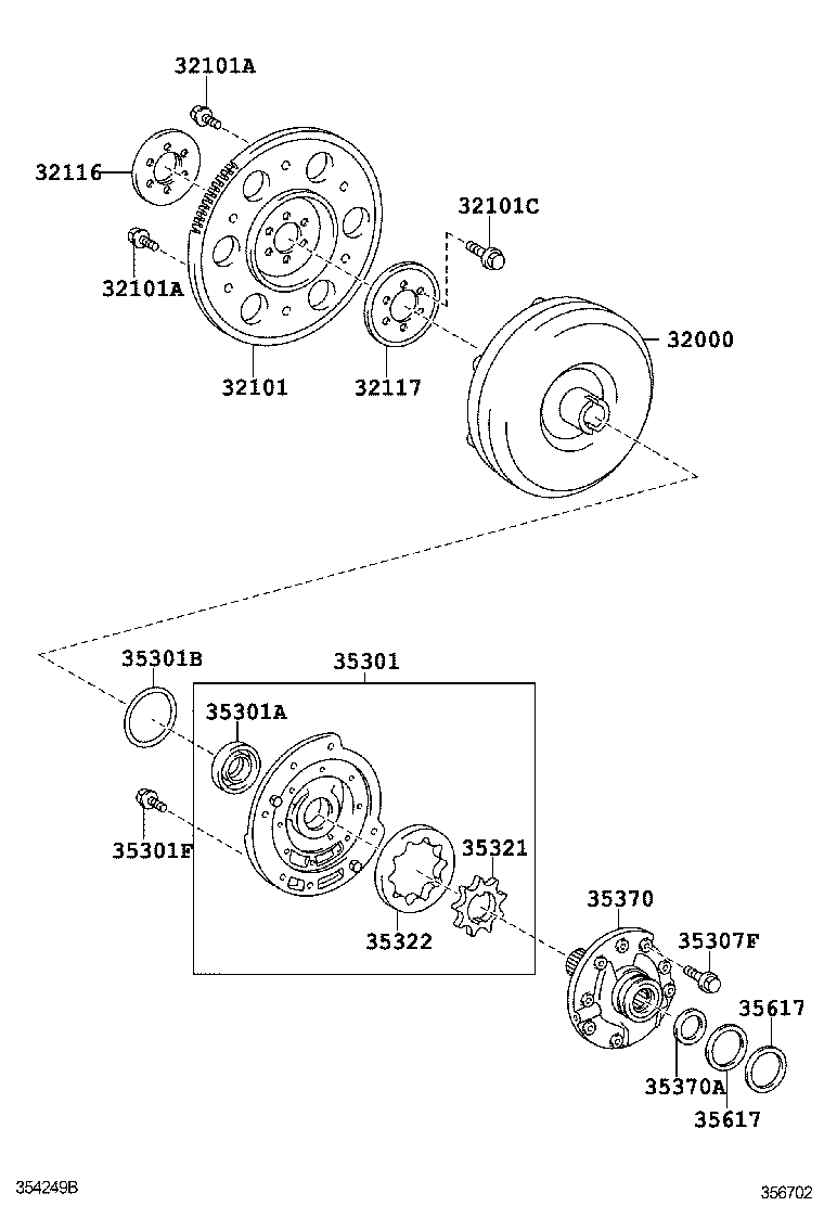  TOYOTA XA |  TORQUE CONVERTER FRONT OIL PUMP CHAIN ATM