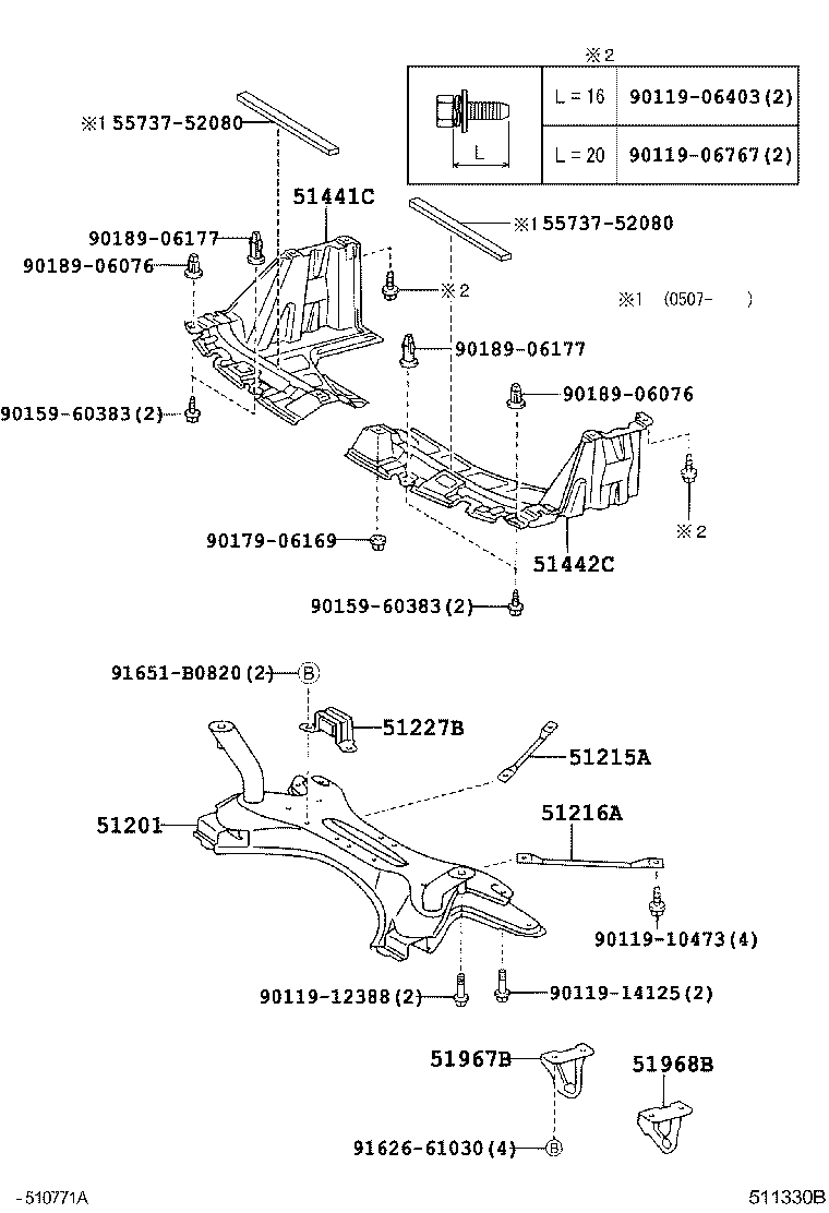  TOYOTA XA |  SUSPENSION CROSSMEMBER UNDER COVER